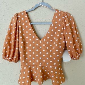 Peach & White Blouse